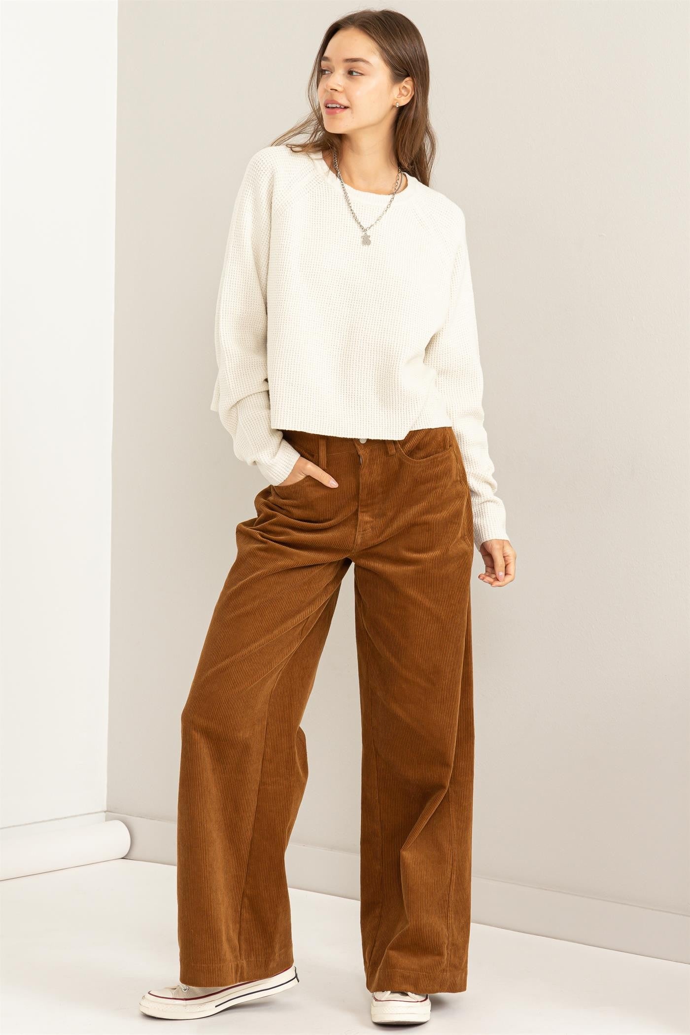 BAGGY CORD CARPENTER PANT - CREAM / BROWN – VIC APPAREL