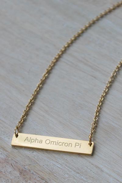 Sorority Bar Necklace - Alpha Omicron Pi